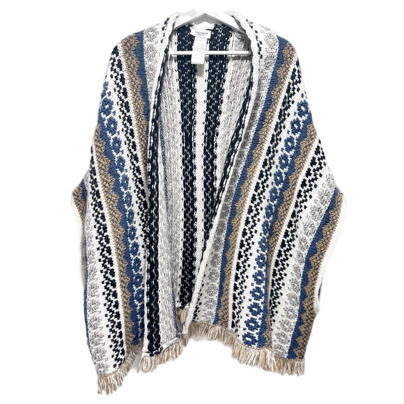 cocogio Sweaters - Cocogio Black, Blue, White Wool Blend Knit Cardigan One Size